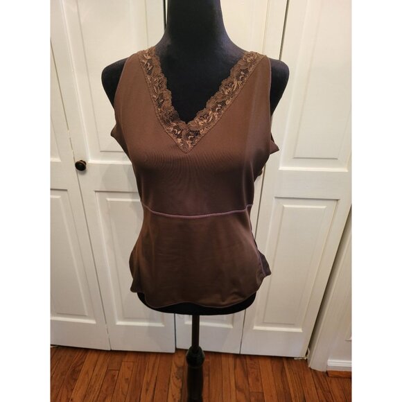 SPANX Other - Spanx Brown Empire Wasit V Neck Tank Lace sz L Babydoll Compression Layering